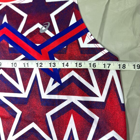 Asics Women's Medium Nation's Running top singlet Usa start red white blue NEW - Picture 13 of 14